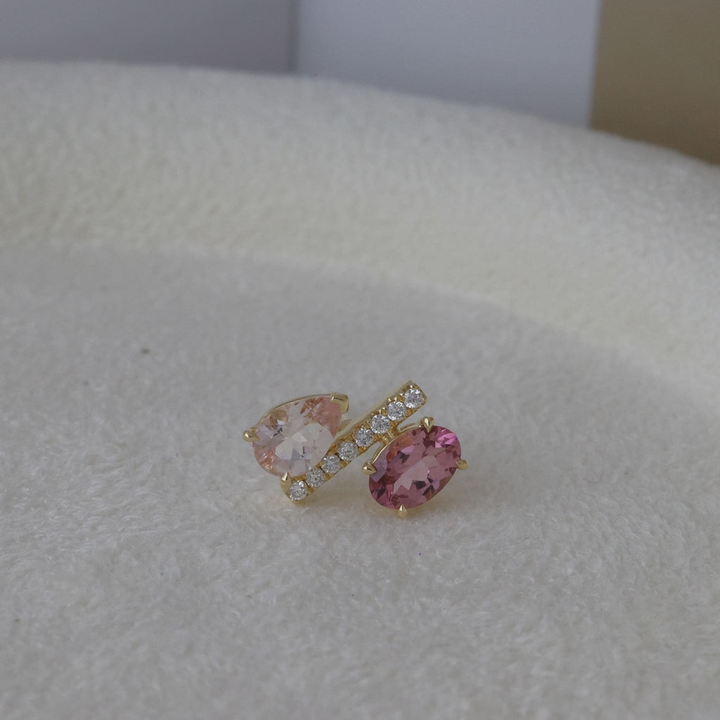 Entwined Glow | Pink Tourmaline & Morganite Single Earring