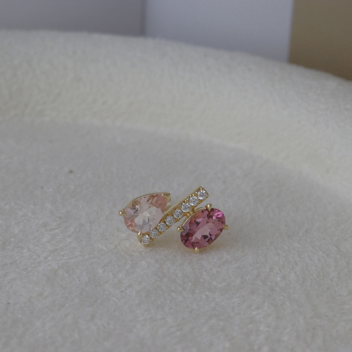 Entwined Glow | Pink Tourmaline & Morganite Single Earring