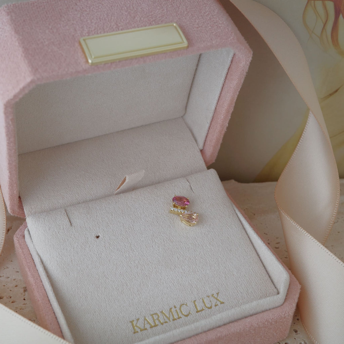 Entwined Glow | Pink Tourmaline & Morganite Single Earring
