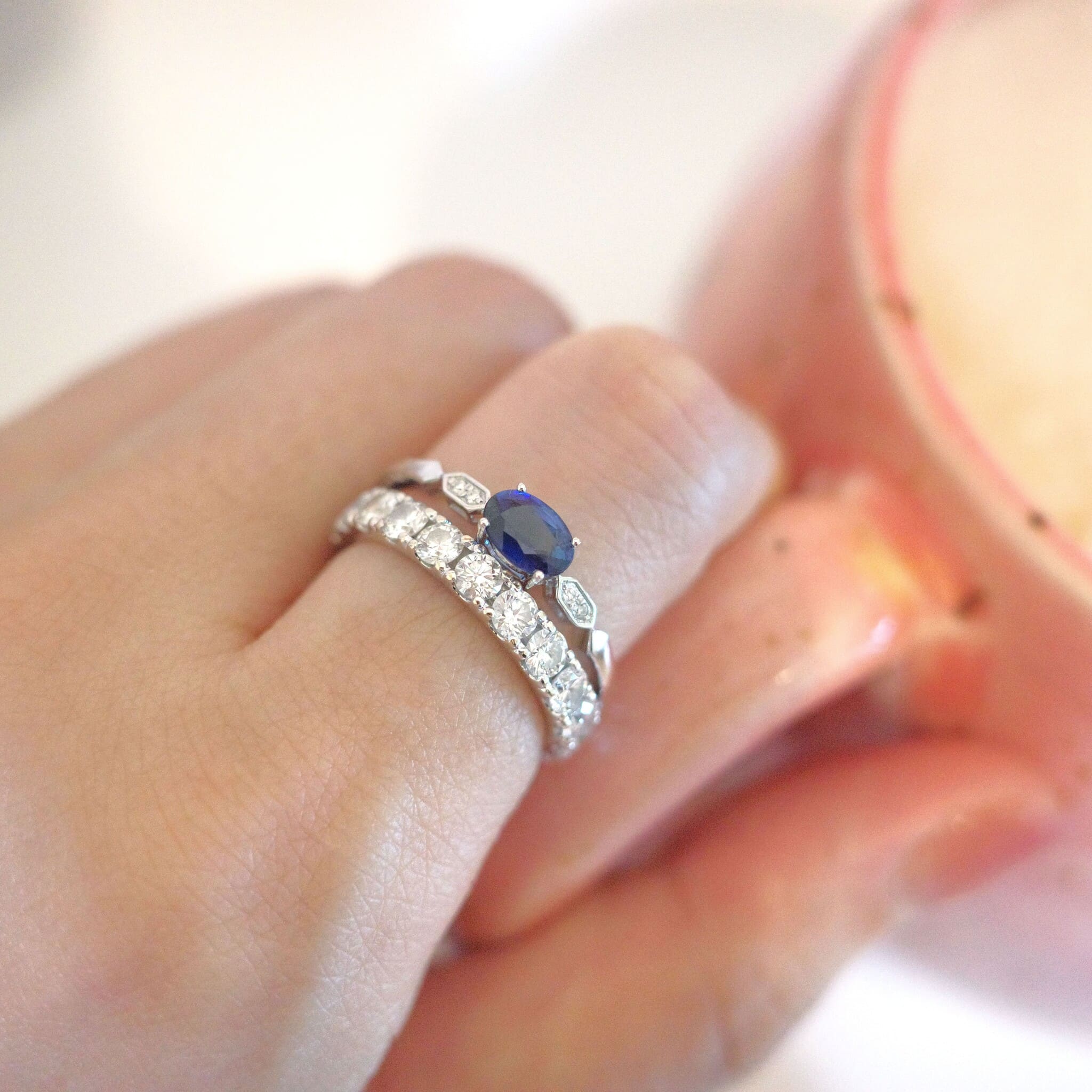 Sapphire and diamond band ring