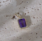February birthstone｜Emerald Cut Amethyst Pendant