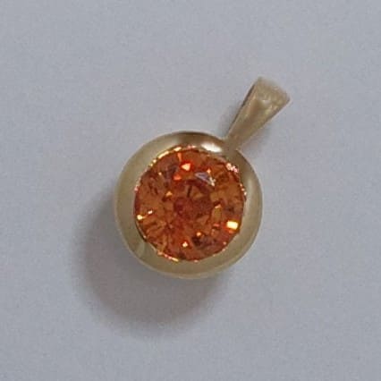 Amber Orange Sapphire bezel set pendant