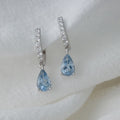 18K Gold Aquamarine & Diamond Hang Earrings