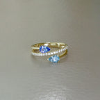 Entwined Glow | 18K Gold Aquamarine & Tanzanite Ring