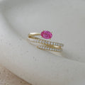 Pink Spinel Diamond Ring in 18K Gold